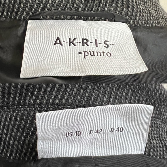 Akris Punto Textured Wool Peplum Pocket Blazer Dark Grey Size US 10 - Picture 7 of 12